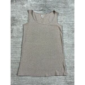 JCP Tank Top Womens Medium Taupe Heather Scoop Neck Cotton Stretch Basic